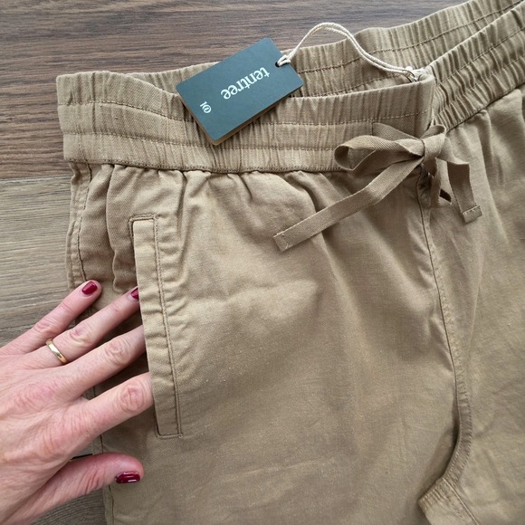 Tentree Men's XL Hemp Stretch Chino Pants Large Khaki Drawstring NWT Cuffed - Picture 4 of 8